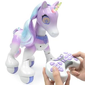 Animaux RC électriques Télécommande intelligente électrique cheval licorne magique robot pour enfants capteur tactile induction jouet puzzle électronique pour animaux de compagnie 231202