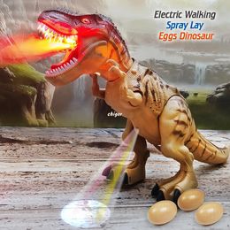 Elektrisch/RC Dieren Elektrisch speelgoed groot formaat wandelspray Leg eieren dinosaurus robot met lichtgeluid mechanisch dinosaurussen model speelgoed 230512