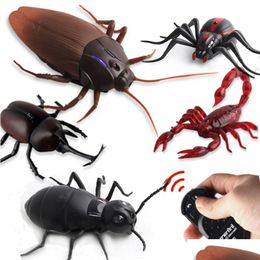 Elektrische/Rc Dieren Electricrc Dieren Infrarood Afstandsbediening Kakkerlak Simatie Dier Py Spider Bug Prank Fun Rc Kinderen Speelgoed Cadeau Hoge Dh9Kx