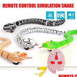 Elektrische/RC -dieren Electricrc Remote Control Snake Toy voor Cat Kitten Egged Controller Rattlesnake Interactive Teaser Play RC Gam DHK1A