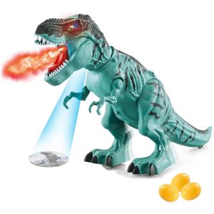 Electric/RC dieren Elektronisch dinosaurusspeelgoed gesimuleerde vlamspray tyrannosaurus T-Rex Walking Dinosaur Spray Red Light Realistische geluiden 230225