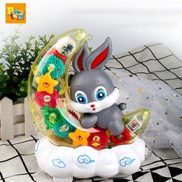 Electric/RC Dieren Elektronisch huisdier konijn Transparante uitrusting Moon Rabbit Toy Car Children's Interactive Playmate Educatief Crawling Toys For Baby 230414