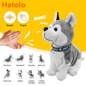 Electric/RC dieren Elektronische robot Doggeluid Controle Kinderen pluche speelgoedgeluidsregeling Interactieve schorsstand Walk Electronic Toys Dog voor babycadeaus 230325