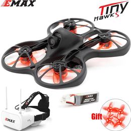 Electric/RC Dieren Emax 2s Tinyhawk S Mini FPV Racing Drone met camera 0802 15500KV Borstelloze motorondersteuning 12s Batterij 58G FPV -bril RC -vlak