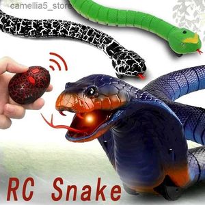 Animaux électriques/RC Amusant Rc Serpent Robots Jouets pour Enfants Garçons Enfants Fille Télécommande Animaux Prank Chat Animaux Simulation Rattlesnake Électrique Cobra Q231114