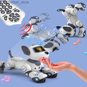 Animaux électriques/RC Jouets de chien robot télécommandés amusants pour enfants Enfants Filles Garçons Danse électrique Détection intelligente RC Animaux robotiques Poupée Puzzle Pet Q231114