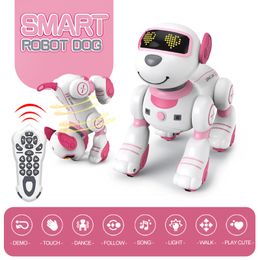 Eléctrico / RC Animales Divertido RC Robot Electronic Dog Stunt Dog Voice Command Programable Touch-sense Music Song Robot Dog Toys para niñas Niños 230525