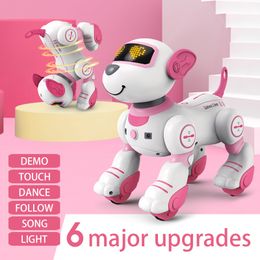 Elektrisch/RC Dieren Grappige RC Robot Elektronische Hond Stunt Hond Spraakopdracht Programmeerbare Touch-sense Muziek Lied Robot Hond Roze Speelgoed voor Meisjes Cadeau 230724