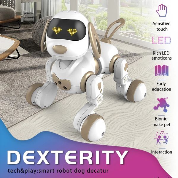 Animaux RC électriques drôle RC Robot électronique chien cascadeur commande vocale toucher sens musique chanson pour garçons filles enfants jouets 18011 231218