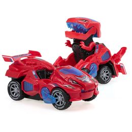 Elektrische RC Dieren GOOLRC Dinosaur Car Toys Transformable Pull Back Toy Electric Spin met Light Music Action 230801