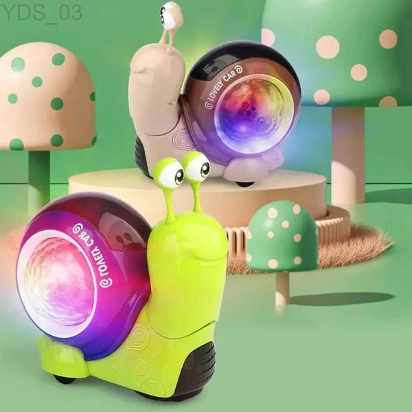 Electric/RC Animals Offre spéciale électrique brillant escargot ermite crabe rotatif marche musique lumière Projection dessin animé Animal modèle enfants jouets éducatifs YQ240402