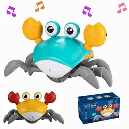 Elektrische/RC DIEREN INDUCTIE ESCAPE CRAB Oplaadbaar LED Crab Fujao speelgoed voor babyinteractief speelgoed voor baby's vermijden automatisch obstakels daling 230307