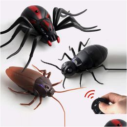 Electric/Rc Animals Infrared Rc Remote Control Animal Insect Toy Smart Cockroach Spider Ant Scary Trick Halloween Christmas Kids Gift Dhpwc