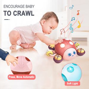 Elektrische RC Dieren Interactie Early Educational Light Automatisch Moveerbaar verhaal Aantrekkelijk stimuleren Dierlijke stem Crawl Music Toys voor baby 230307