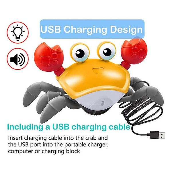 Les animaux électriques / RC éclairent le jouet de crabe d'échappement électrique apprend la marche à pied de l'animal de compagnie rechargeable jouets musicaux