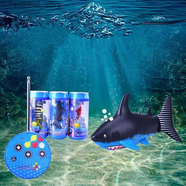 Eléctrico / RC Animales NUEVO Mini RC Shark Control remoto Animal Simulación Submarino Juguetes para niños Jugar Baño Q231114
