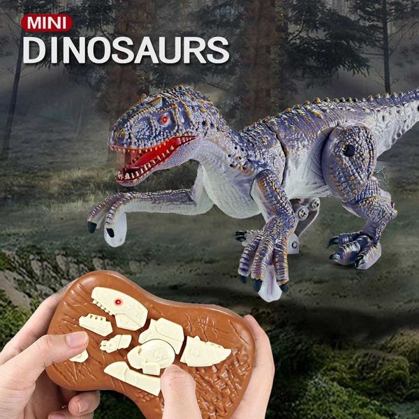 Électrique/RC Animaux Raptor Double Couronné Dragon Jurassic Dinosaure Télécommande Jouet Électrique Marche Animal Jouet Enfants Jouet Électrique Modèle Q231114