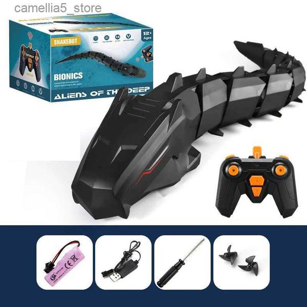 Animaux électriques/RC RC Boa Constrictor nageant dans l'eau télécommande serpent 4CH Animal électronique poisson drôle jouet de piscine électrique pour enfants Q231114