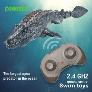 Animaux électriques/RC Bateau Rc Fist Simulation Navire radiocommandé Animal Bateau électrique sans fil Bateau rapide à grande vitesse Mosasaurus Bateau Jouet d'extérieur Garçon T240308