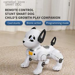 Elektrische/RC Dieren RC Robot Elektronische Stunt Hond Speelgoed Afstandsbediening Intelligente Dieren Huisdieren Programmeerbare Muziek Lied Kinderen Speelgoed voor Jongens Meisje Gift Q231114