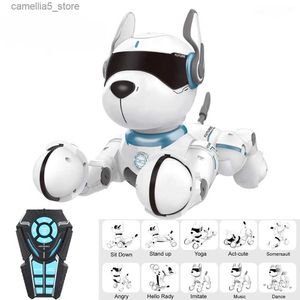 Animaux électriques / RC Jouets télécommandés Chien Smart Parler Marche Interactive Pet Chiot Robot Chien RC Robot Commande Vocale Jouet Intelligent pour Enfants Q231114