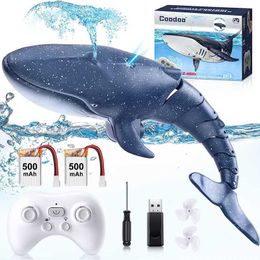 Elektrische/RC Dieren op afstand Toy Toys Remote Control Whale Shark Toys RC Boat Water Toys for Kids Leeftijd 8-12 Remote Control Boat Outdoor Toys For Kid T240513