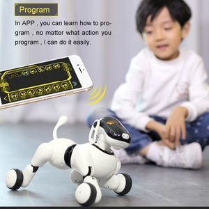 Electric/RC Dieren Robot Dog AI Voice App Controled AI Interactive Toy Perro Robot Dance Sings speelt Music Touch Motion Control Toys for Children 230414