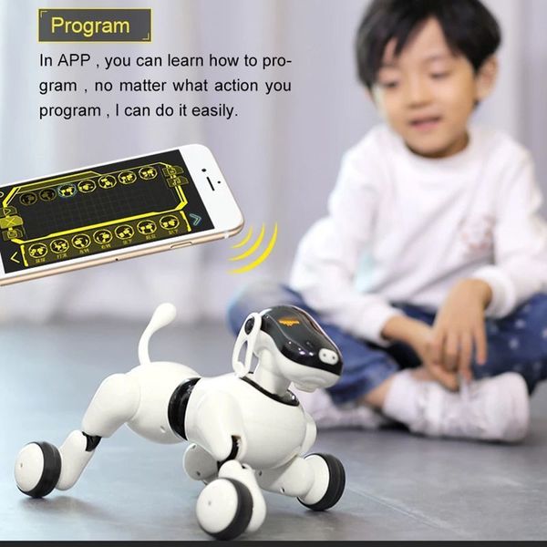 Eléctrico / RC Animales Robot Perro AI Voice App Controlado AI Juguete interactivo Perro Robot Dance Sings Plays Music Touch Motion Control Juguetes para niños 230512