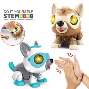 Eléctrico RC Animales Robot Perro para niños DIY Electrónica Juguetes robóticos con voz de hueso Control táctil Smart Pet 231215