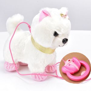 Animaux électriques / RC Robot Chien Contrôle du son Chien interactif Jouets électroniques Peluche Chiot Pet Walk Bark Leash Teddy Jouets pour enfants Cadeaux d'anniversaire 230325