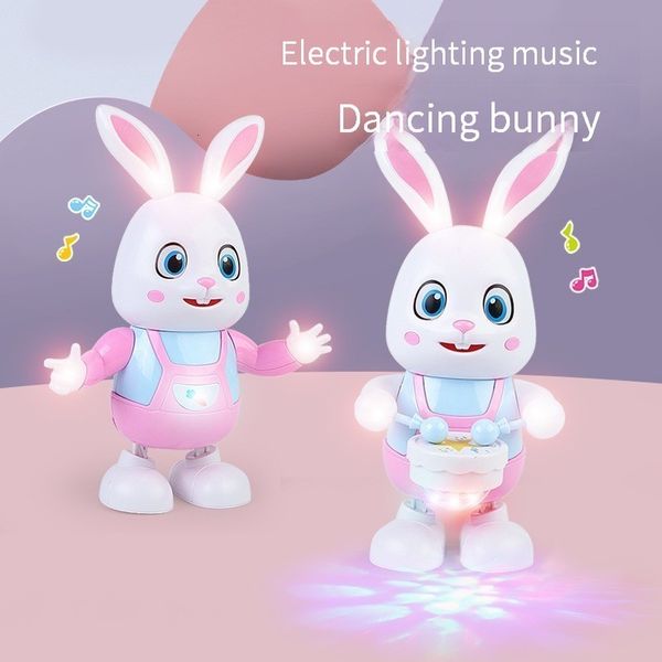 Électrique/RC Animaux Robot Lapin Danse Chanter Chanson Électronique Lapin Musique Robotique Animal Battre Tambour Avec LED Mignon Électrique Pet Jouet Enfants Cadeau D'anniversaire 230512