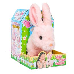 Animaux électriques/RC Robot lapin jouet électronique lapin en peluche animal de compagnie marche sautant interactif animaux jouets pour filles enfants cadeaux d'anniversaire 230325