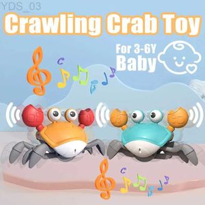 Elektrisch/RC Dieren Sensing Crling Crab Tummy Time Babyspeelgoed Interactief Wandelen Dansspeelgoed met muziek Geluiden Verlichting voor peuter Verjaardagscadeau YQ240402