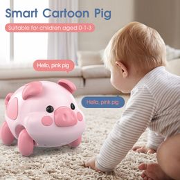 Elektrische RC -dieren Smart afstandsbediening Pigboot Piggy Kid Leer klimmen en spelen Muziek Touch RC Robot Pig Pink Toys For Boys Girls Children S Gift 230313