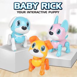Animaux RC électriques jouets de robot intelligents pour enfants dessin animé chien de compagnie modèle animal chiot action son électrique induction intelligente jouet pour enfants rotatif 231129