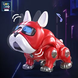 Electric/RC Animals UKBOO Dance Music Bulldog Robot Intelligente interactieve hond met licht speelgoed voor kinderen Kinderen Early Education Baby Toy Boys Girl 230307