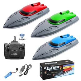 Barcos eléctricos/RC Barco RC de 2,4 GHz, 20 km/h, barcos de Control remoto inalámbricos de alta velocidad, recargables, impermeables, anticolisión, lanchas rápidas, juguetes para niños 230214