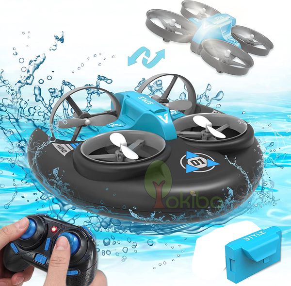 Bateaux RC électriques 3 en 1 Air eau terre télécommande hélicoptère avion pour enfants jouets de pêche électriques Barco 230323