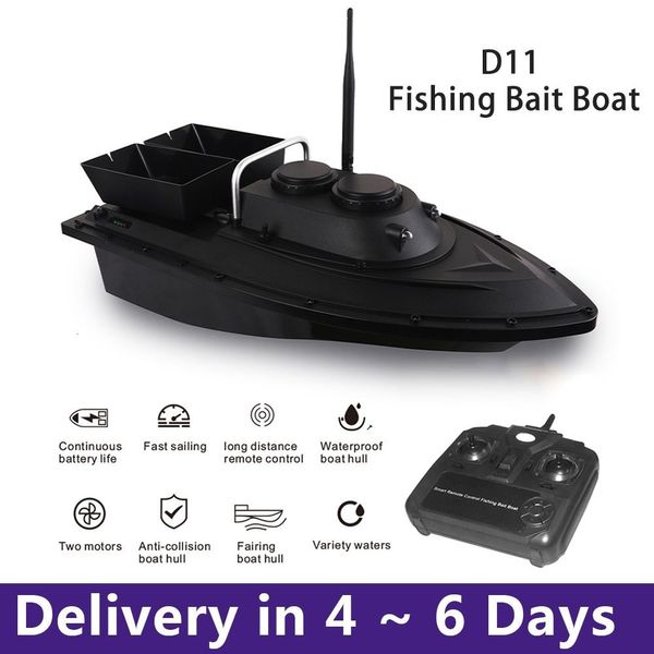 Bateaux électriques RC D11 RC Fish Finder Appâts de pêche Double moteurs 1 5 kg Chargement 500 m Télécommande Vitesse fixe avec 1 batterie 1 lumière LED 230211