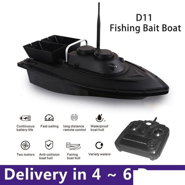 Barcos eléctricos/RC Barcos eléctricos RC D11 Buscador de peces Cebo de pesca Motores dobles 1/5 kg Carga 500 M Control remoto Velocidad fija con batería DHJGL