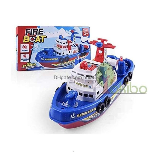 Barcos eléctricos / RC ElectricRC Baby Bath Toys Spray Water Swim Pool Baño para niños Barco eléctrico con música ligera LED Drop Entrega Dhujw