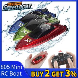 Bateaux RC électriques Mini RC 5km h Navire à grande vitesse radiocommandé avec lumière LED Palm Electric Summer Water Pool Jouets Modèles Cadeaux 230417