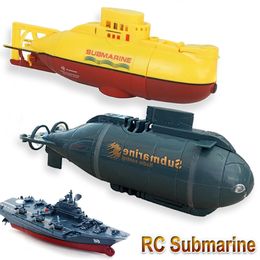 Electric RC Boats Mini RC onderzeeërafstand Snelheid Remote Control Boat Waterdichte Duik Militair speelgoed Simulatiemodel Badcadeaus voor kinderen Schip 230323