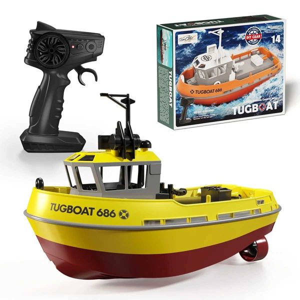 Botes eléctricos/RC Nuevo 686 RC Barco 1/72 potente motor inalámbrico Control de radio inalámbrico Buque nave de control 2.4G Control remoto eléctrico Modelo de remolcador Toys para Boy T240422