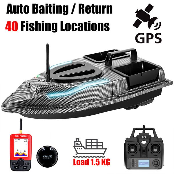 Bateaux électriques/RC Bateau d'appât RC 500M Retour de conduite automatique V900 GPS Sonar 40 points 1,5 kg V700 avec feu de direction pour la pêche Détecteur de poisson sans fil 230724