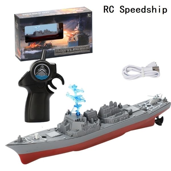 Électrique/RC Bateaux RC Modèle Navire De Vitesse Bateau Jouet Télécommande Navire De Guerre 2.4GHz Flexible RC Navire Jouet pour Lac Piscine Enfants Cadeau Électronique 230601