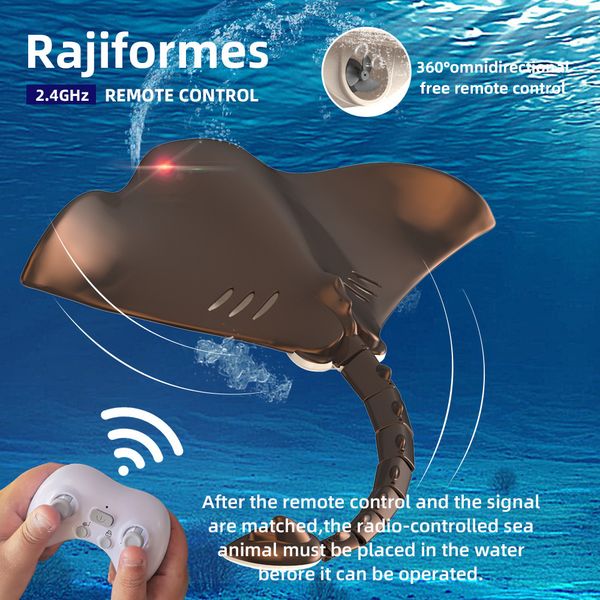 Electric RC Boats RC Toys 2.4g Electric Remote Control Fish Manta Ray Good Scelling Imperproof Pool Pool Boat RC For Children Summer Gift Boys 230607