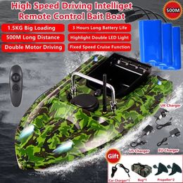 Barcos eléctricos RC Smart Velocidad fija Crucero Radio Control remoto Cebo de pesca 1/5 KG 500 M Luz nocturna dual Señuelo RC 230323