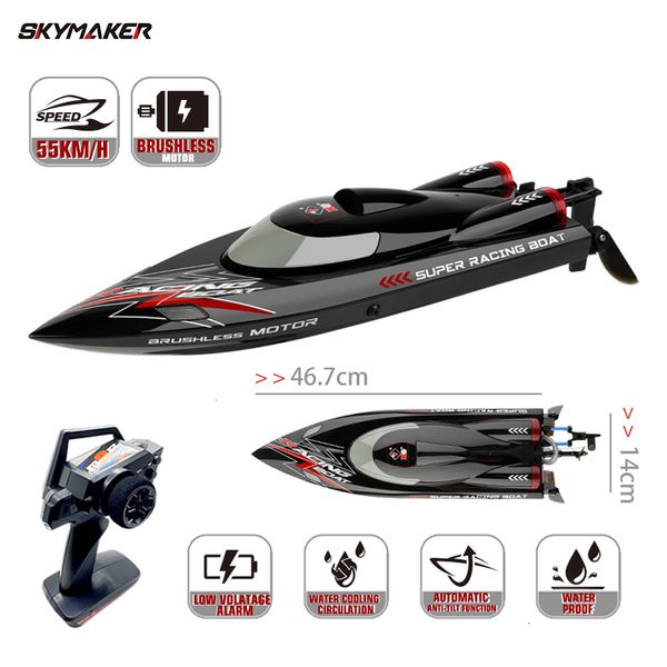 Bateaux électriques/RC WLtoys WL916 Bateau RC à grande vitesse 60 km/h Bateaux télécommandés 2,4 GHz RC Bateau Jouet Cadeau pour enfants Adultes Chavirer Alarme de batterie faible 230410