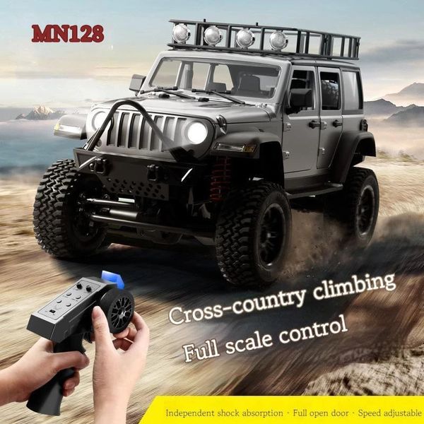 Coche eléctrico/RC 1 12 Coche de escalada MN128 Wranglers Coche de control remoto Adulto Profesional 2.4G 4WD Buggy de escalada con luz LED Rc Coche de juguete Regalo 240314